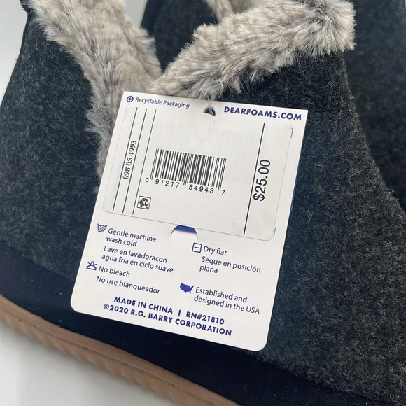 NWT Dluxe By Dearfoams Women's Dolly Felted Bootie Black Slippers Size US 9-10 - Picture 4 of 11